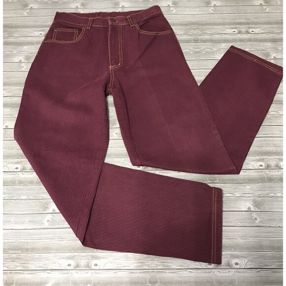 Gitano Vintage Womens Size 16  Burgundy Pinstripe Mom Cotton Jeans Pirate Grunge - Picture 1 of 14